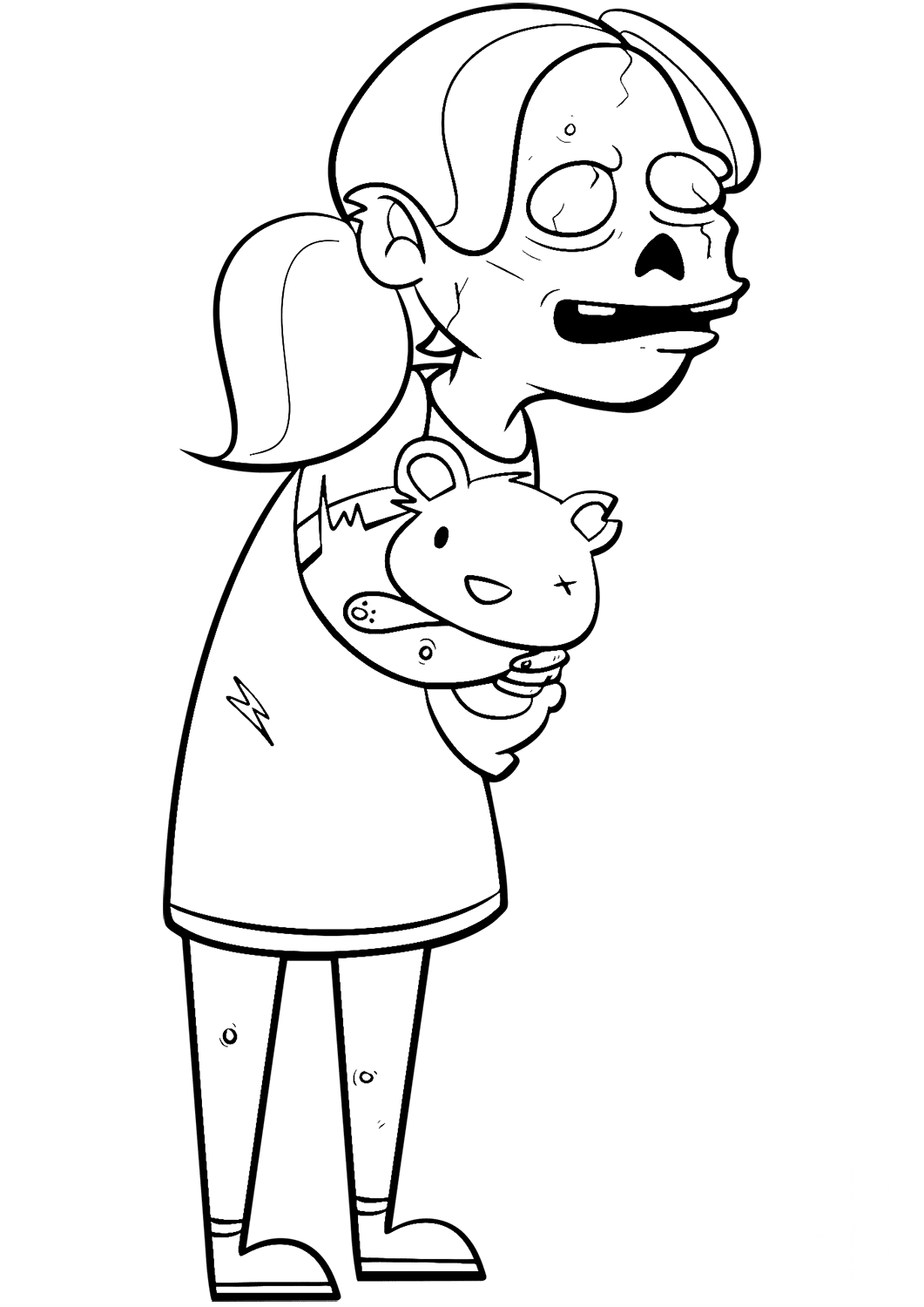 Zombie Girl with Teddy Bear