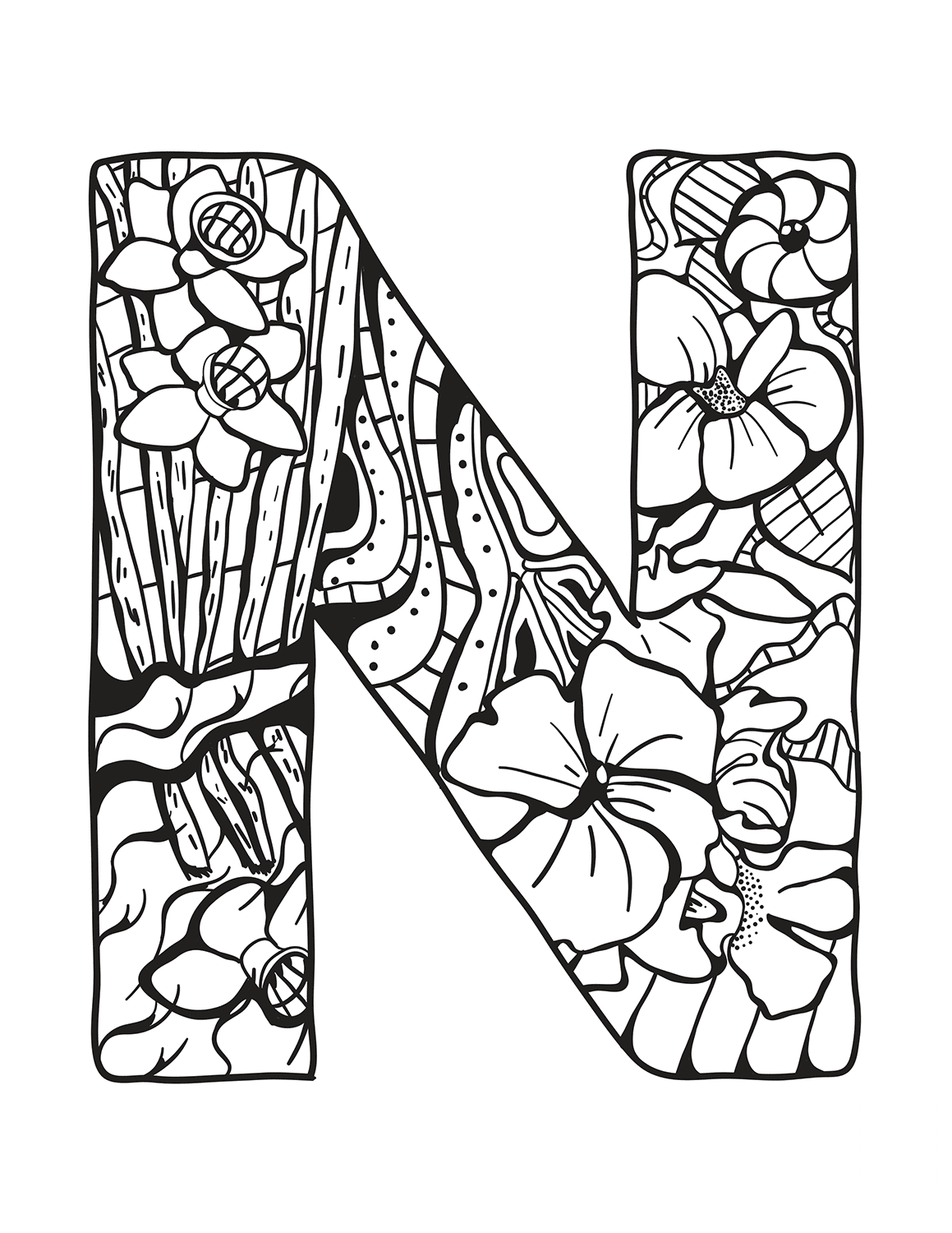 Letter N Zentangle