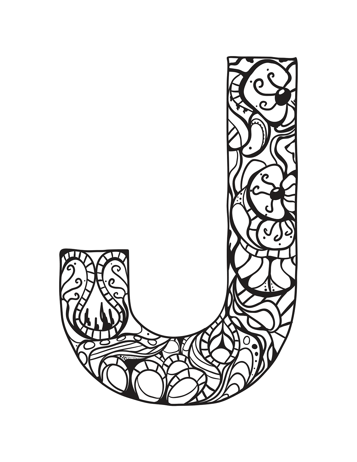 Letter J Zentangle