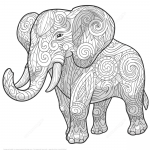 Słoń w etnicznym wzorze Zentangle