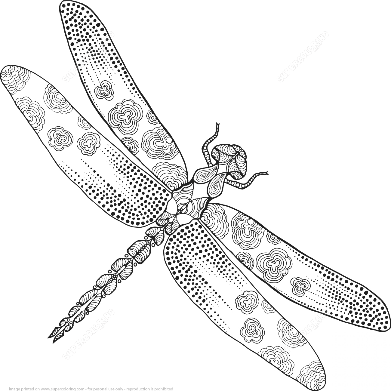 Ważka we wzorze Zentangle