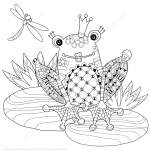 Książę żaba we wzorze Zentangle