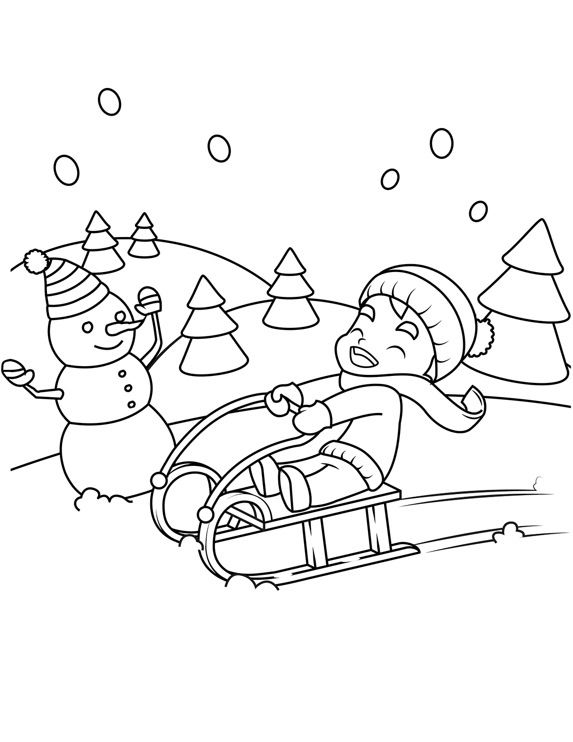 Little Boy Riding a Sledge