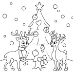 Reindeers near the Christmas Tree