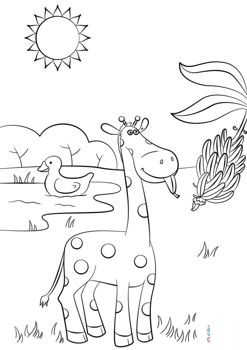 Giraffe Eating Banana