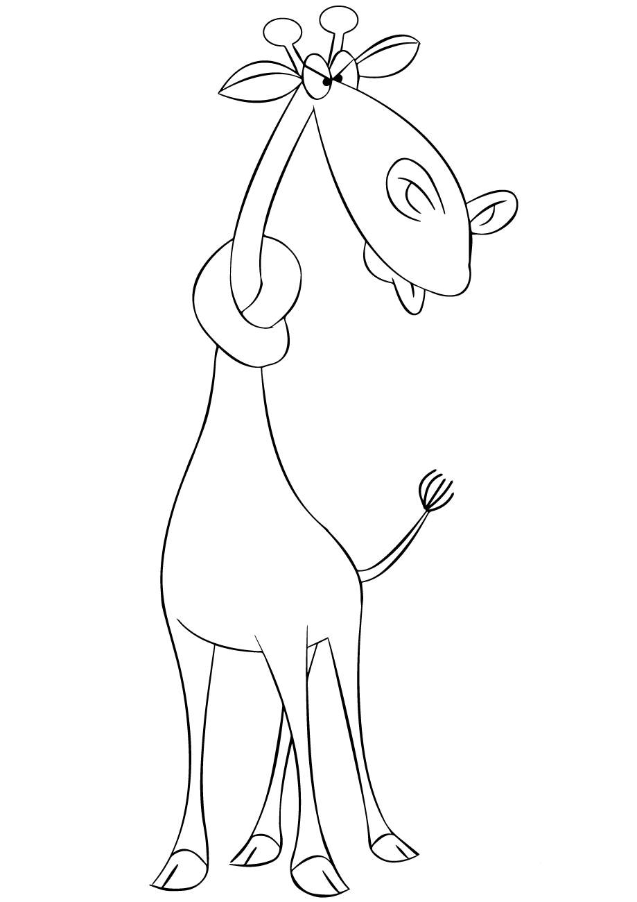 Cartoon Giraffe with Neck in a Knot